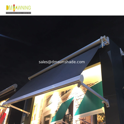 Aluminum Retractable Window Awnings Drop Arm Remote Control Deck Awnings