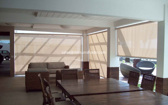 Motorized Outdoor Sunscreen Roller Blinds For Windows Zipper Track