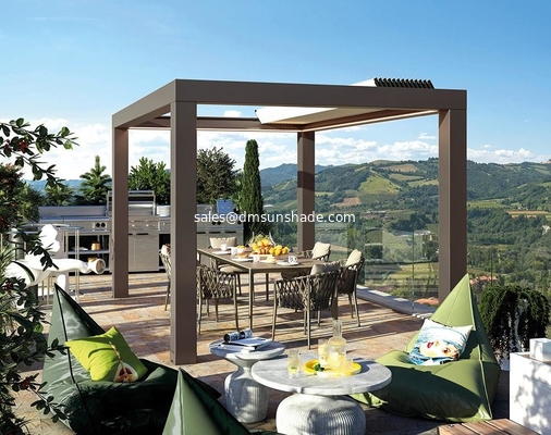 Công nghệ mới ngoài trời pergola có động cơ có thể kéo ra