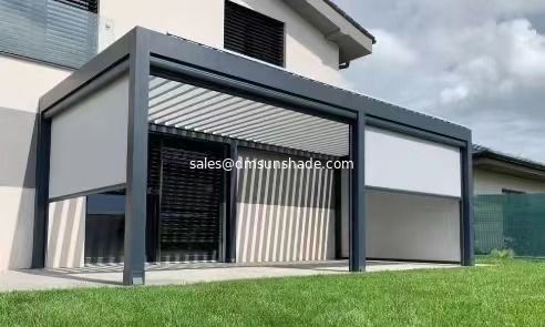 Ngoài trời thông minh điều chỉnh vườn nhôm Pergola với rèm zip chống nước